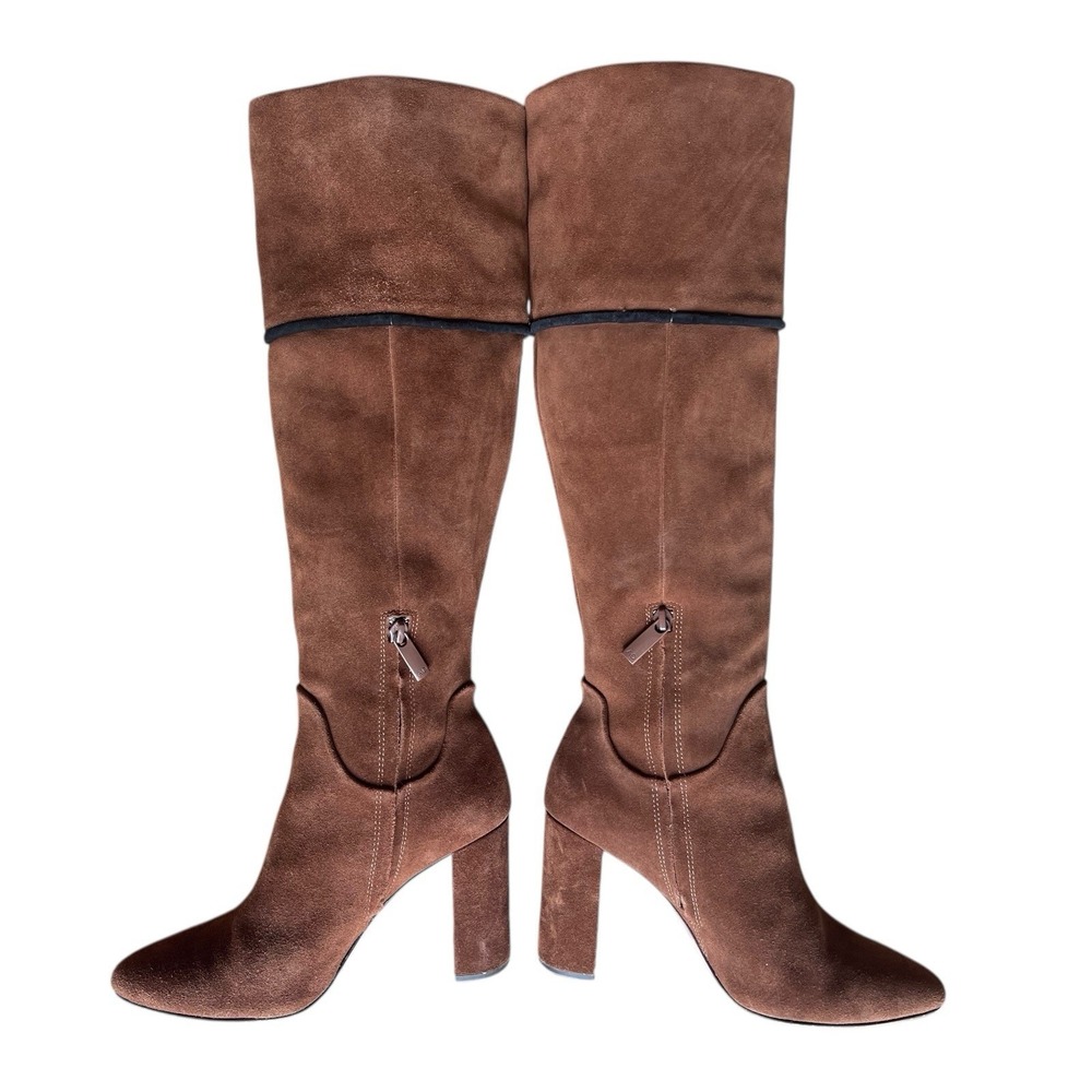 AD & Daughters Knee High‎ Brown Suede Block Heel Boot Size 9 Retail $300 - Picture 5 of 13